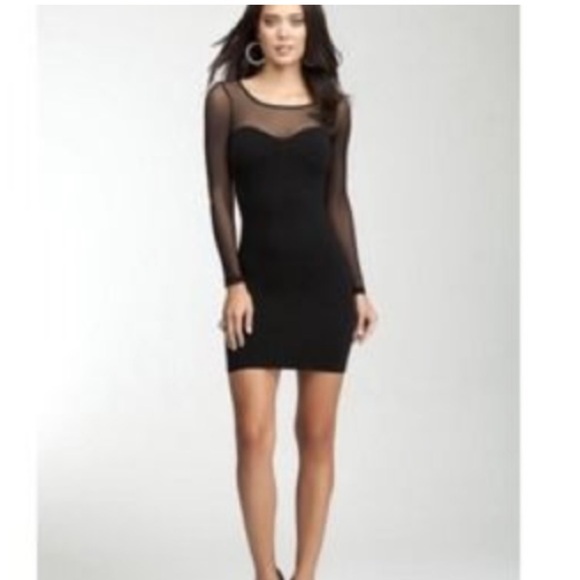 bebe Dresses & Skirts - Bebe Black Mummy Bandage Body Hugger Dress. Sheer Mesh Top. Full Back Zip. SizeM